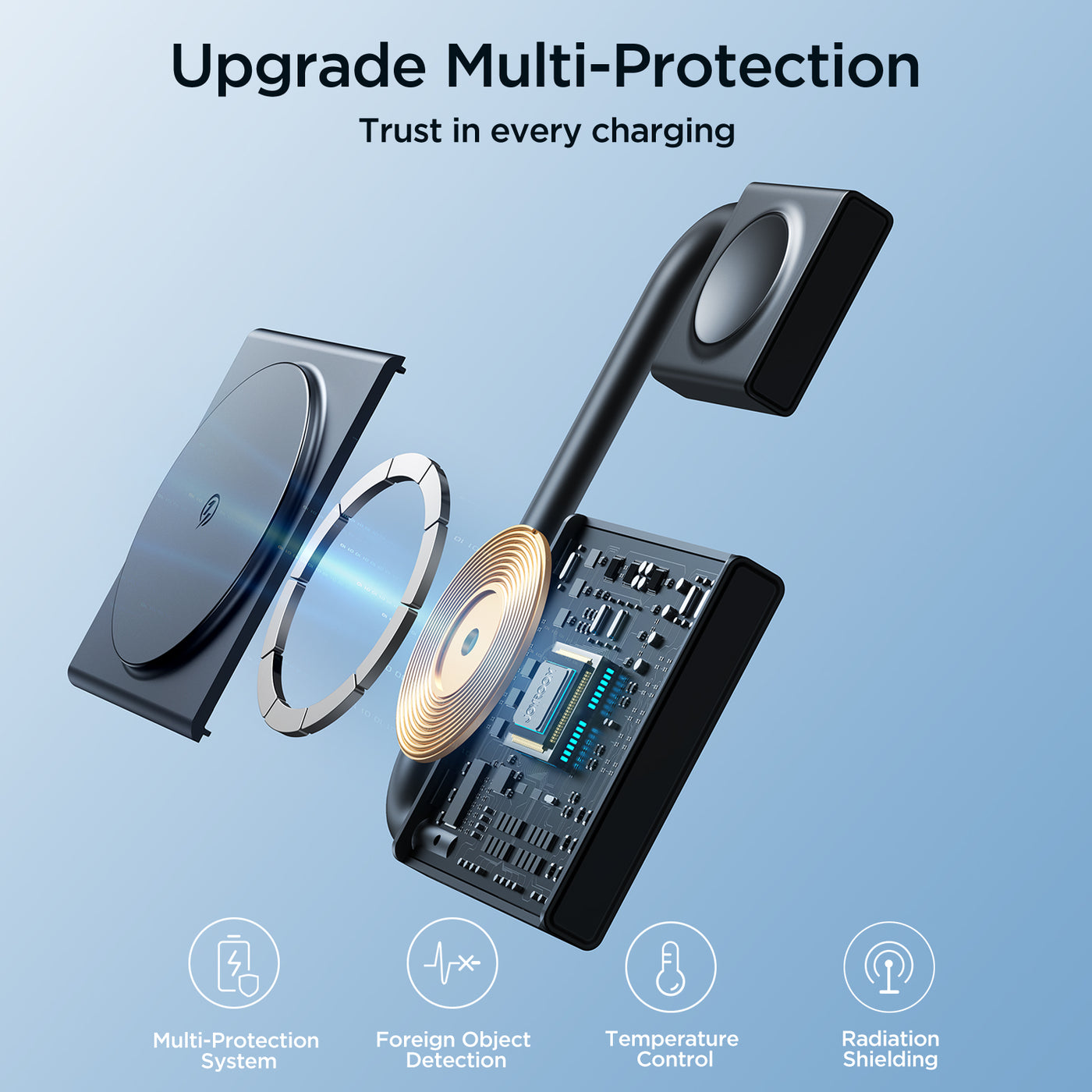JR-WQN05 2 in 1 Foldable Wireless Charger-Black