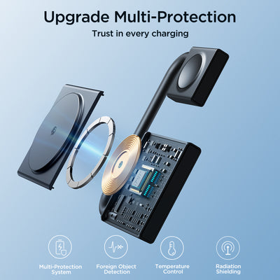 JR-WQN05 2 in 1 Foldable Wireless Charger-Black