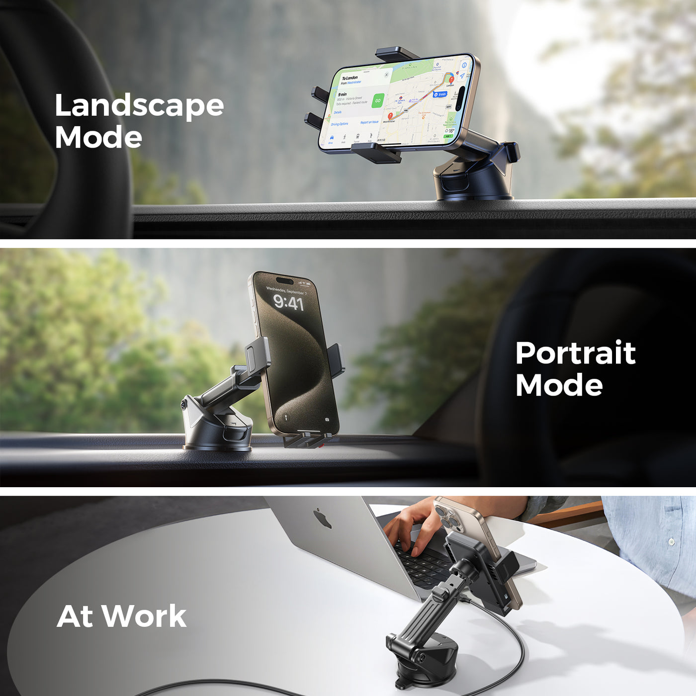 JR-ZS241S Wireless Car Charger Holder-Black