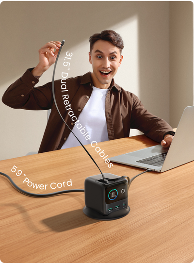 JR-TRD01 JOYROOM PODIX 140W 5-Port Desktop GaN Charger-Dark Gray