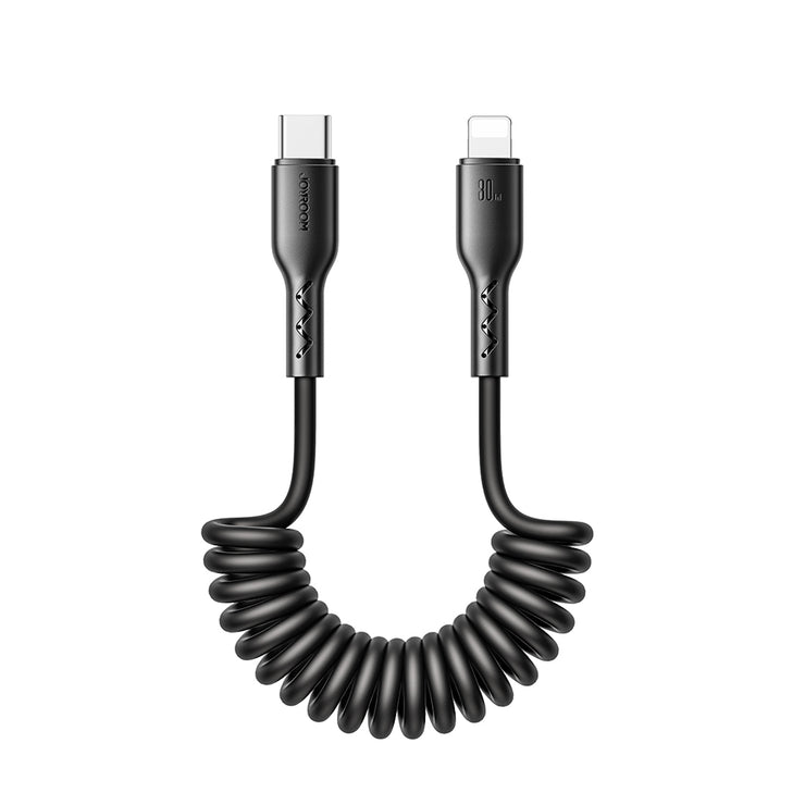SA38-CC3  60W/SA38-CL3  30W Coiled Fast Charging Data Cable for Car (Type-C to Type-C/PD) 1.5m-Black