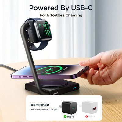 JR-WQN05 2 in 1 Foldable Wireless Charger-Black