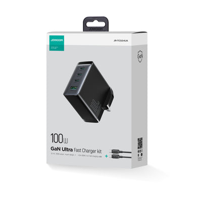 JR-TCG04 100W 3C1A Fast Charger-Black+100W C to C Cable 1.2m-Black -US/UK/EU
