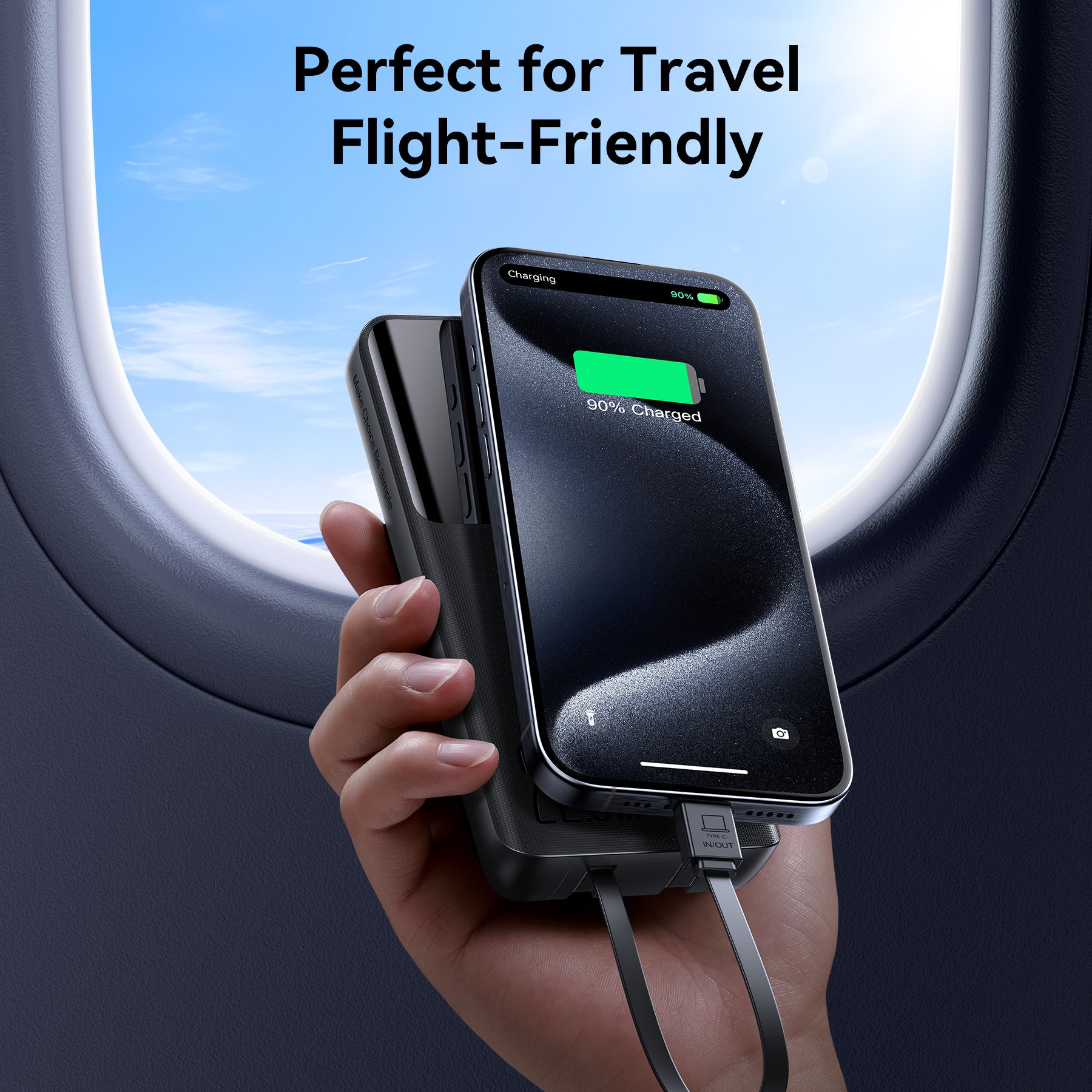 JOYROOM JR-PBF19 22.5W digital display with dual cable 10000mAh Power Bank 3