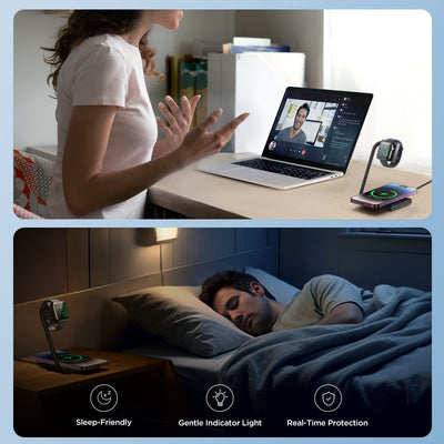 JR-WQN05 2 in 1 Foldable Wireless Charger-Black