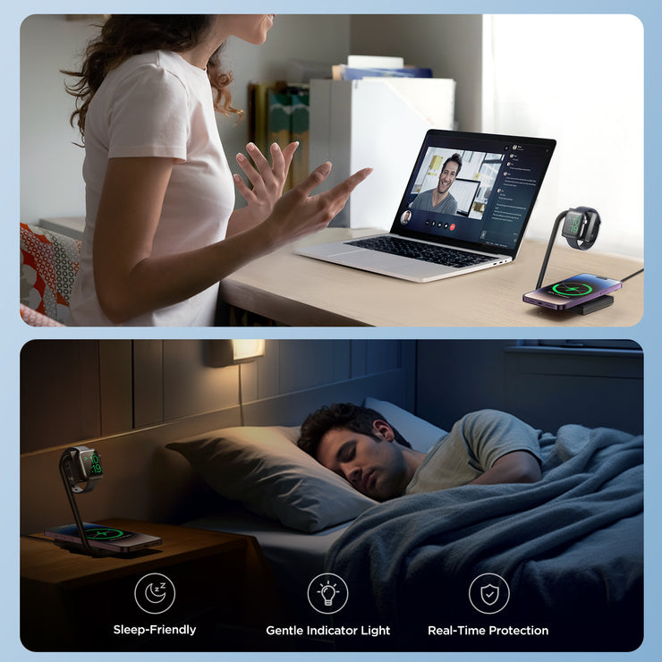 JR-WQN05 2 in 1 Foldable Wireless Charger-Black