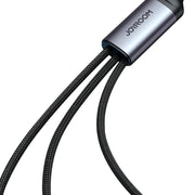 SA21-1T3 Speedy Series 30W 3-in-1 Fast Charging Cable (Type-C to L+C+M) 1.2m-Black