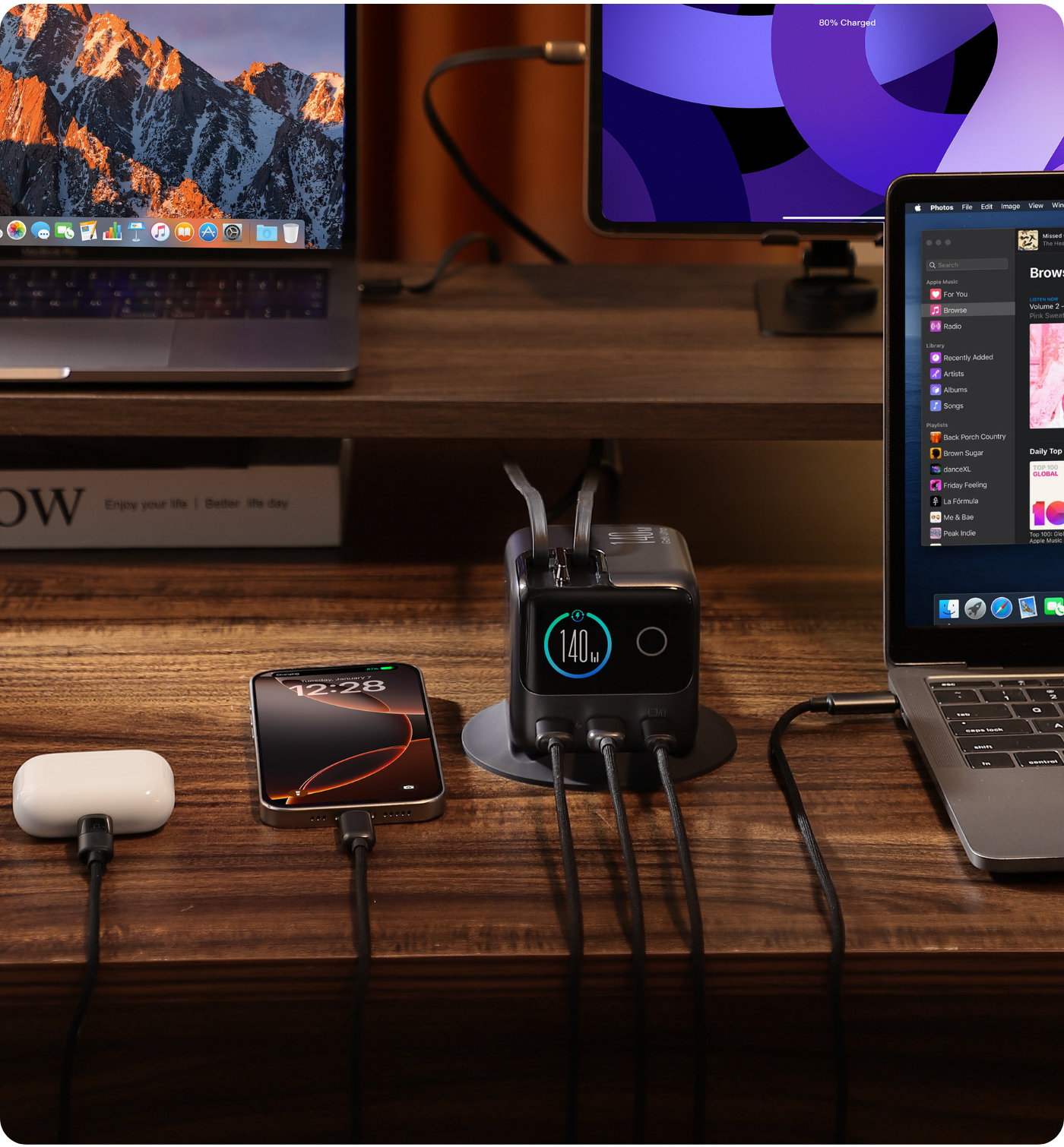 JR-TRD01 JOYROOM PODIX 140W 5-Port Desktop GaN Charger-Dark Gray