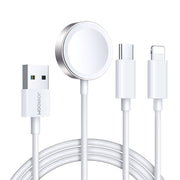 S-IW008 3-in-1 iP Watch Magnetic Charger+Lightning+Type-C cable (USB-A) 1.2m-White