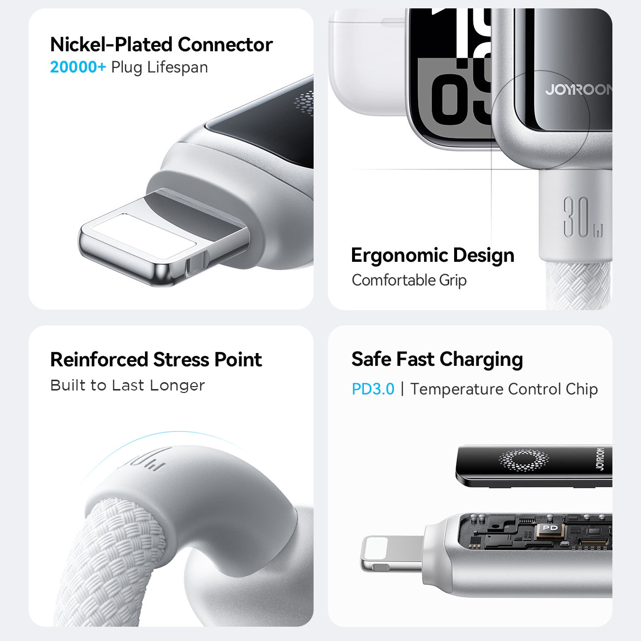 S-A55 100W/66W/30W/3A CC/CL/Type c/Lightning StarFlight Series 3A Auto Power-Off Fast Charging Data Cable 1.2m