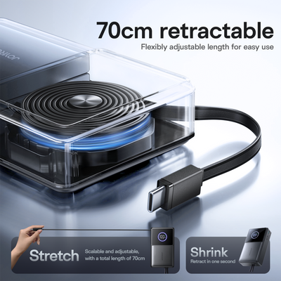 JR-PR1 22.5W Built-in Retractable Cable Powerbank10000mAh Black