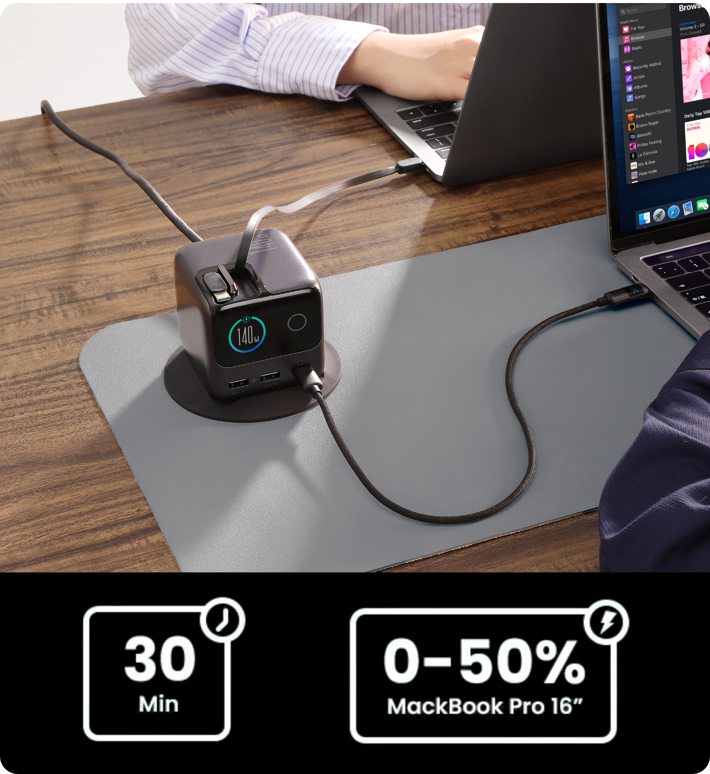 JR-TRD01 JOYROOM PODIX 140W 5-Port Desktop GaN Charger-Dark Gray