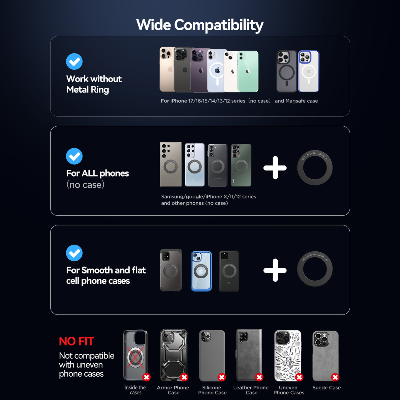 JR -ZS520 Magnetic Phone Holder Black