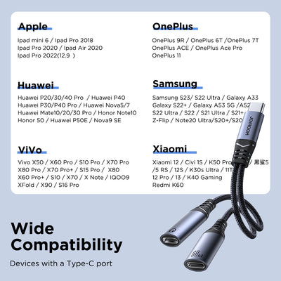 SY-C03 Audio-Transfer Series 2-in-1 Audio Adapter (Type-C to Dual Type-C)-Black