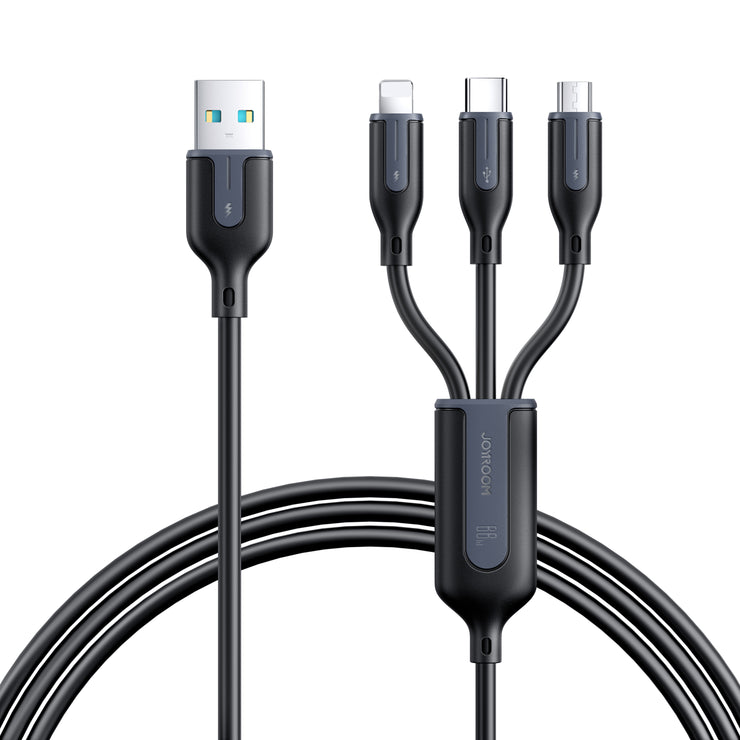 S-1T3066A15 66W  Lightning+Type-C+Micro 3-in-1 Fast Charging Data Cable 1.2m