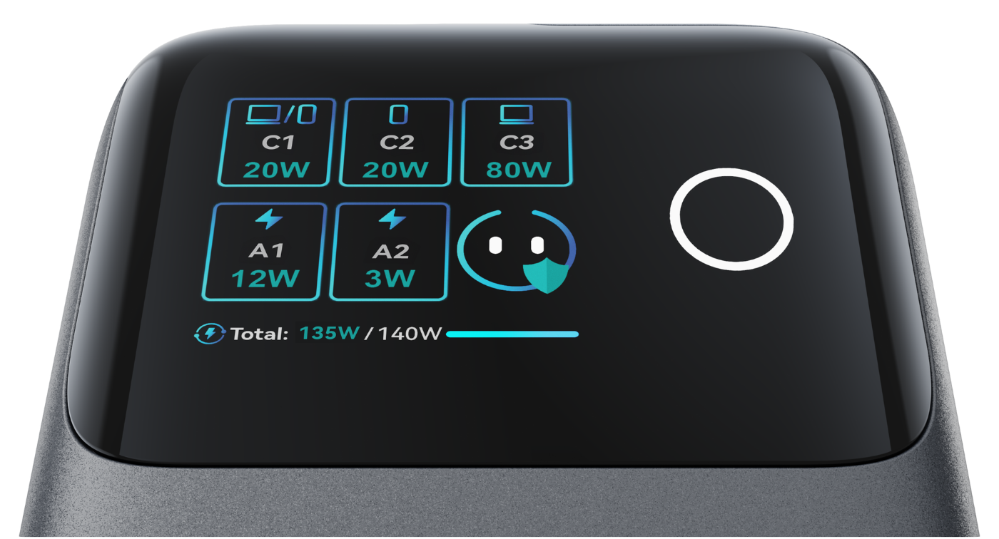 JR-TRD01 JOYROOM PODIX 140W 5-Port Desktop GaN Charger-Dark Gray