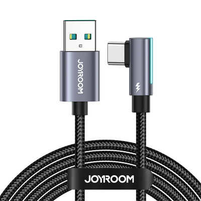 S-AC027A17/S-AL012A17 3A/2.4A Type-C/Lightning Right Angle Fast Charging Data Cable 1.2M/2M