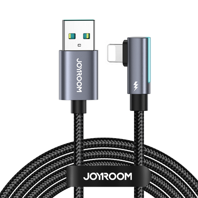 S-AC027A17/S-AL012A17 3A/2.4A Type-C/Lightning Right Angle Fast Charging Data Cable 1.2M/2M