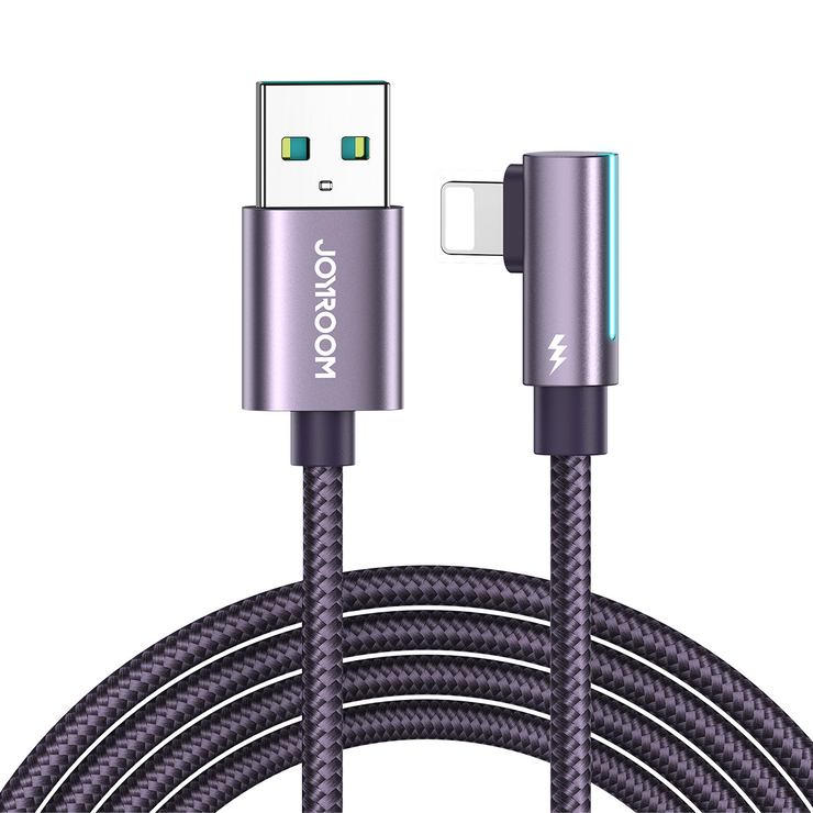 S-AC027A17/S-AL012A17 3A/2.4A Type-C/Lightning Right Angle Fast Charging Data Cable 1.2M/2M
