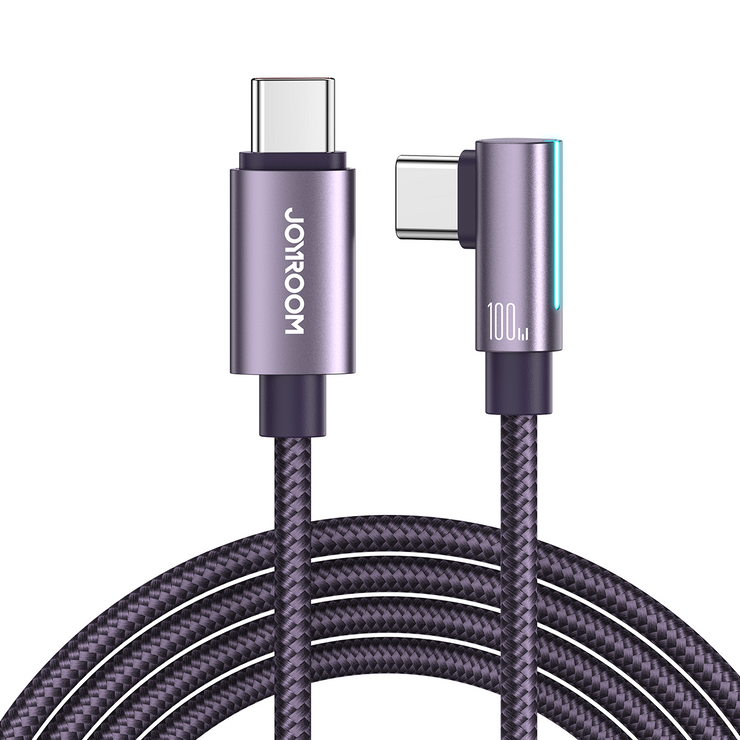 S-CC100A17  100W Type-C to Type-C Right Angle Fast Charging Data Cable 1.2M/2M