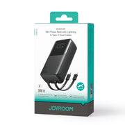 JR-PBC07 30W mini Power Bank with Dual Cables 20000mAh-Black With USB.A to Type.C 0.25m Cable
