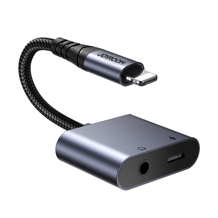 SY-L01 Audio-Transfer Series 2-in-1 Audio Adapter (Lightning to 3.5mm+Lightning)-Black (Call Version)