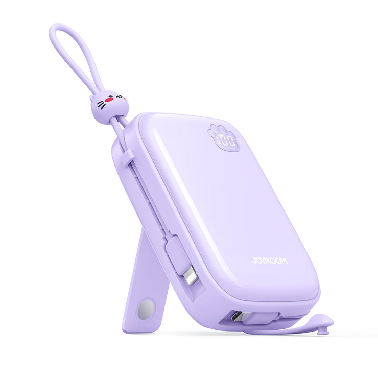 JR-L008 Plus 22.5W Power Bank with Kickstand 20000mAh-Pink With Type.C 0.25m Cable