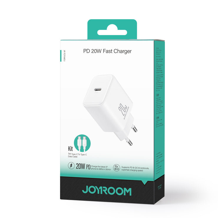 JR-TCF06 PD 20W Charger-White (EU)+C to C Cable 1m
