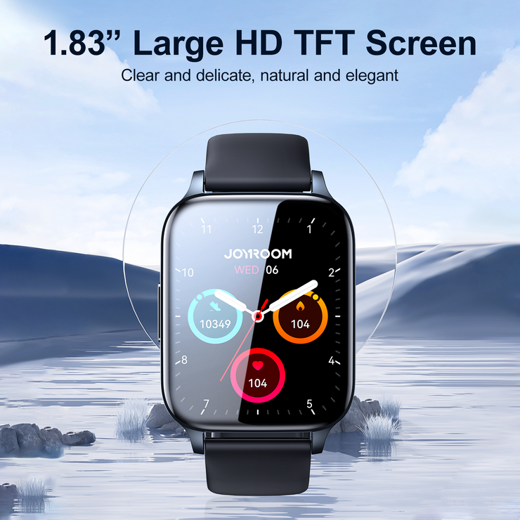 JR-FT3 Pro Waterproof IP68 Smartwatch With 20mm Silicone Black Strap Make/Answer Call