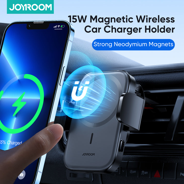 JR-ZS295 Magnetic Wireless Car Charger Holder air vent & dashboard