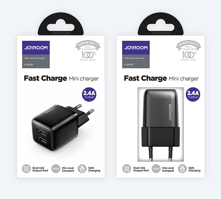 L-2A121 Mini dual port smart fast charger EU/CN