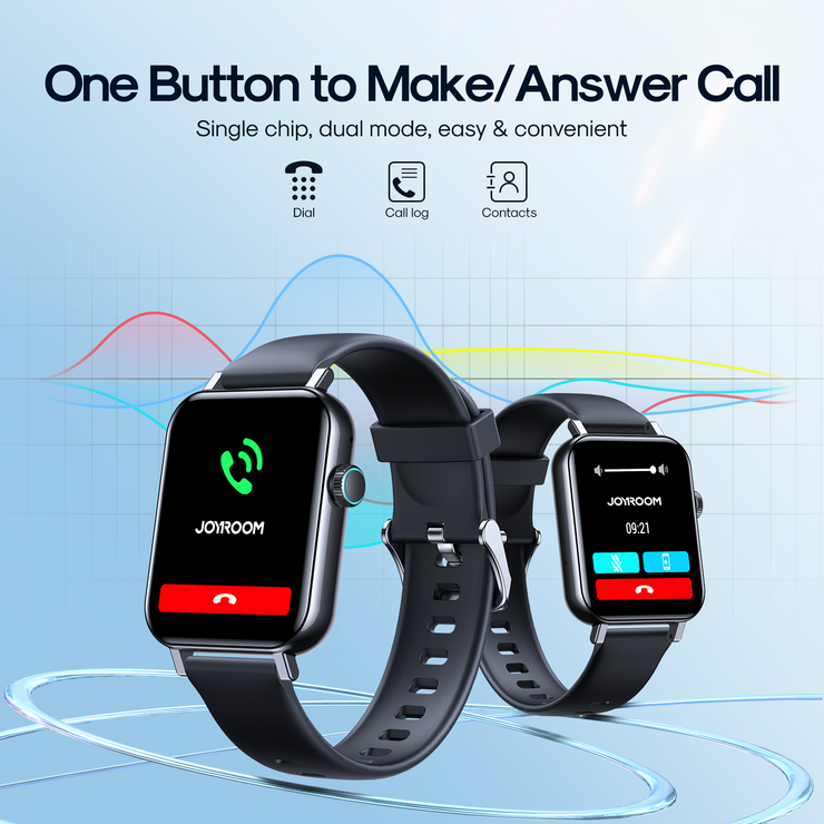 JR-FT5 Waterproof IP68 Smartwatch With Silicone Black Strap Answer/Make Call