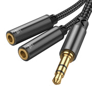 SY-A04 Headphone male to 2-female Y-splitter audio cable 0.2m-black