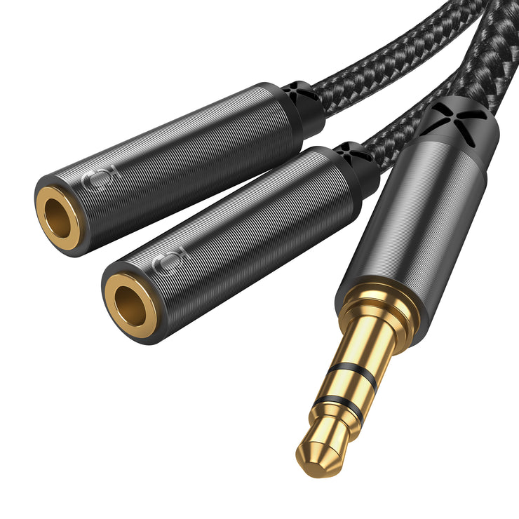 SY-A04 Headphone male to 2-female Y-splitter audio cable 0.2m-black