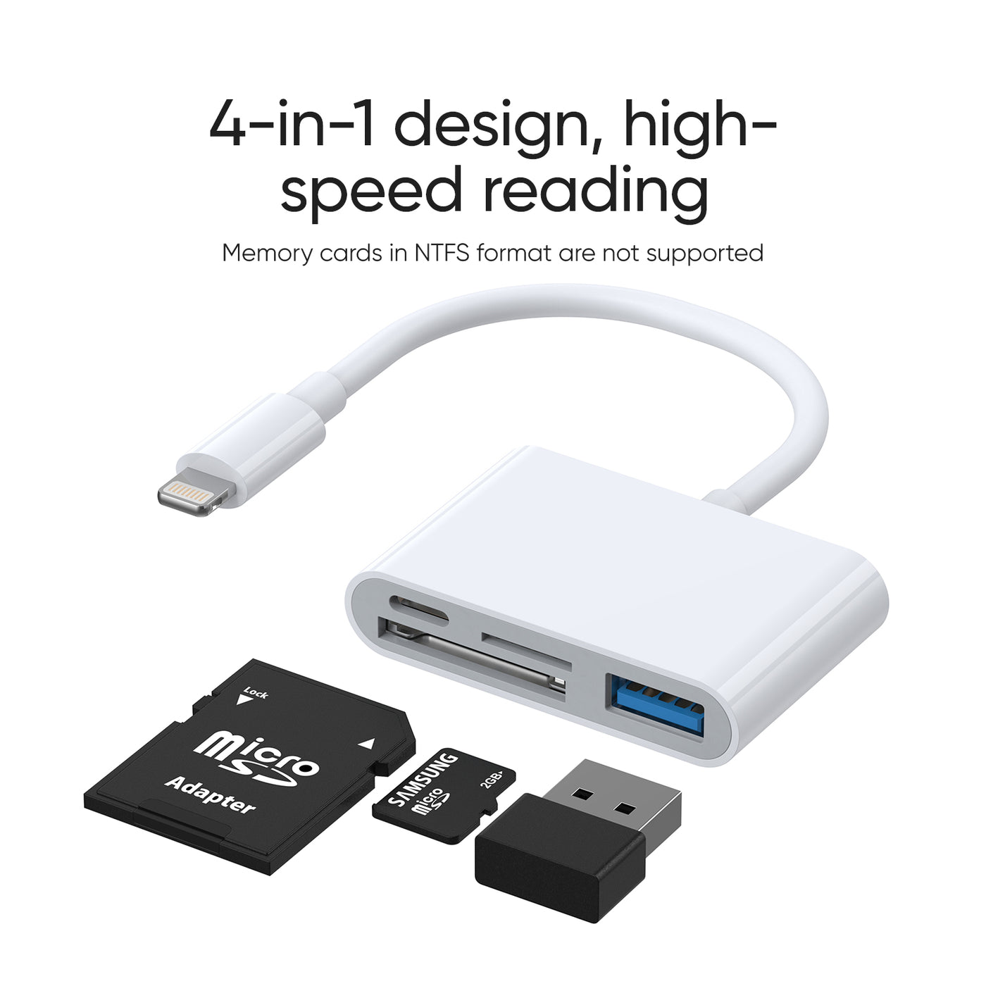 S-H142 Lightning to USB  OTG card reader 12cm