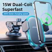 JR-ZS299 Dual-Coil Wireless Car Charger Holder with LED