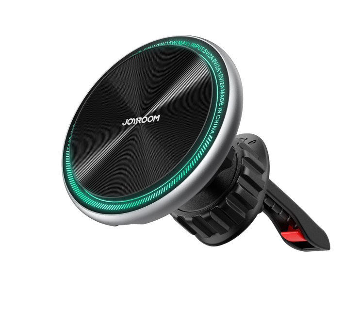 JR-ZS290 Magnetic Wireless Car Charger Holder with LED Letter Ring holder air vent & dashboard