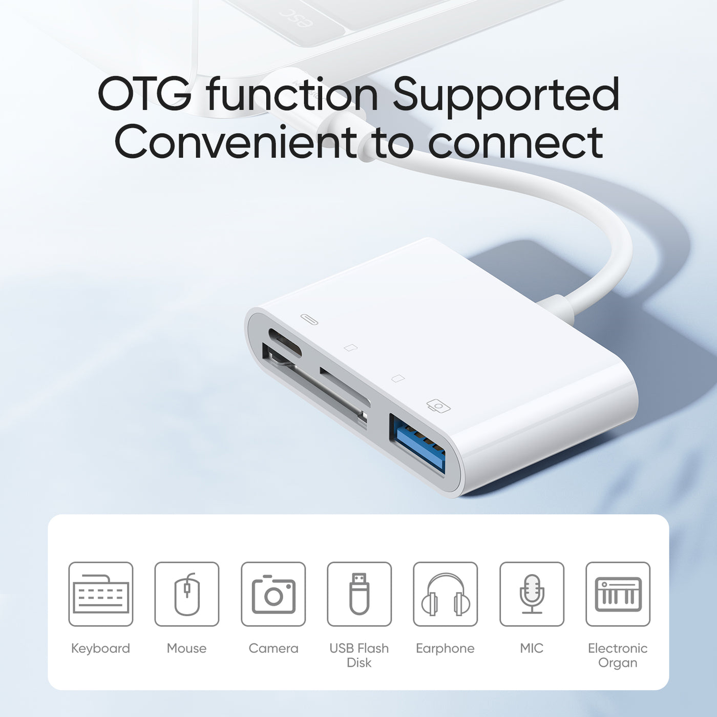 S-H142 Lightning to USB  OTG card reader 12cm