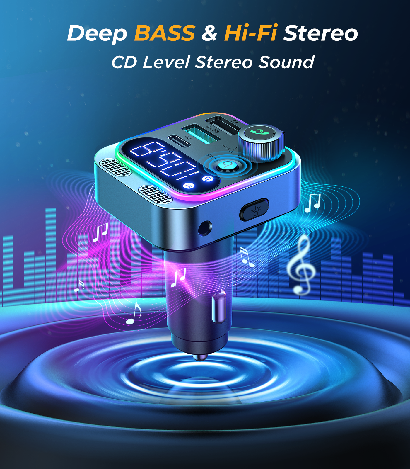 JR-CL16 48W Car Charger MP3 Bluetooth transmitter