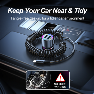 JR-CL24/JR-CL25 17W 3-in-1 Wired Car Charger(Type-C/Lightning)