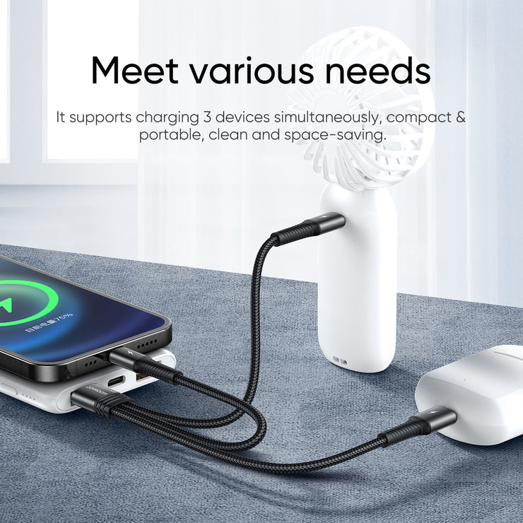 S-01530G9 3 in 1 charging cable 0.15m-micro type c lightning