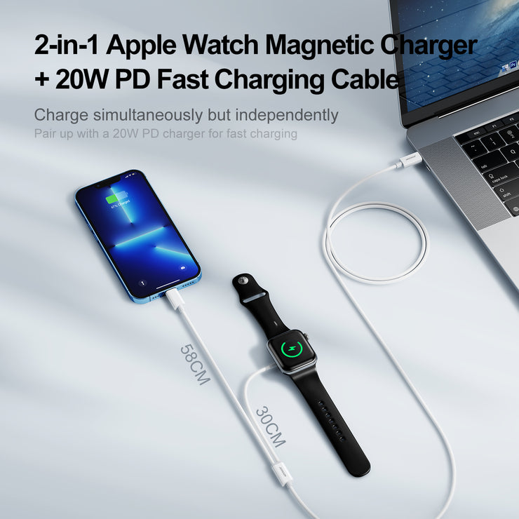 S-IW005 Type c to Iwatch Magnetic wireless charger+lightning cable, 2in1