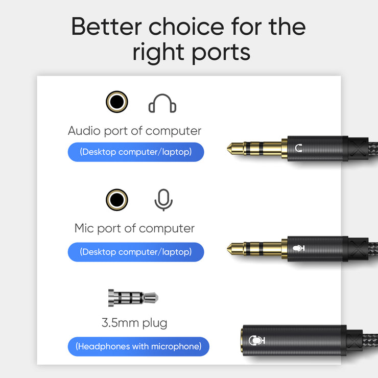 SY-A05 Headphone female to 2-male Y-splitter audio cable 0.2m-black