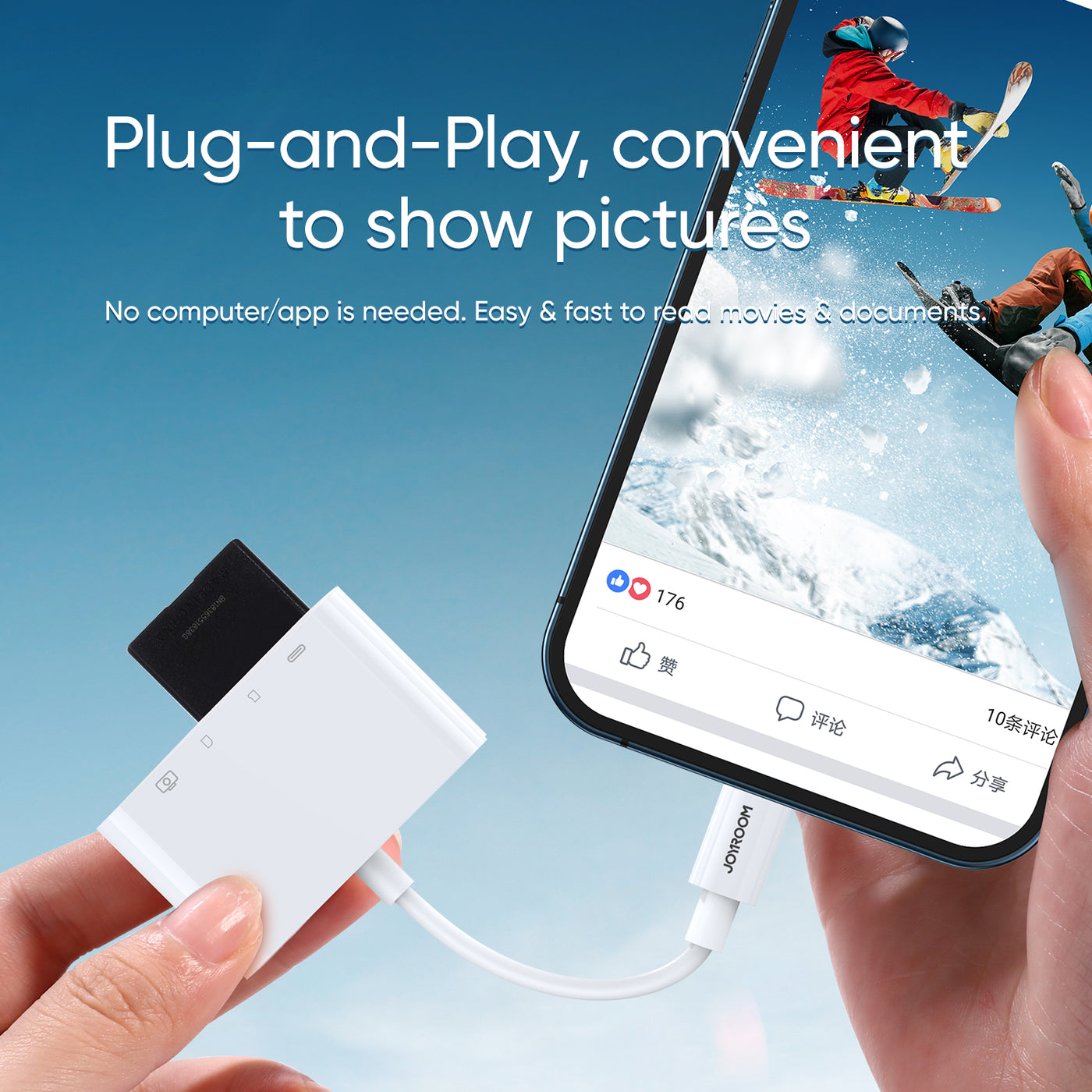 S-H142 Lightning to USB  OTG card reader 12cm
