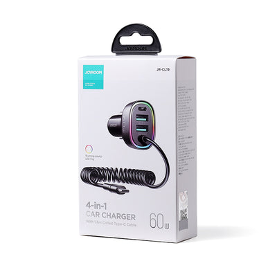 JR-CL19/JR-CL20 4-in-1 60W Wired Car Charger(Type-C/Lightning)