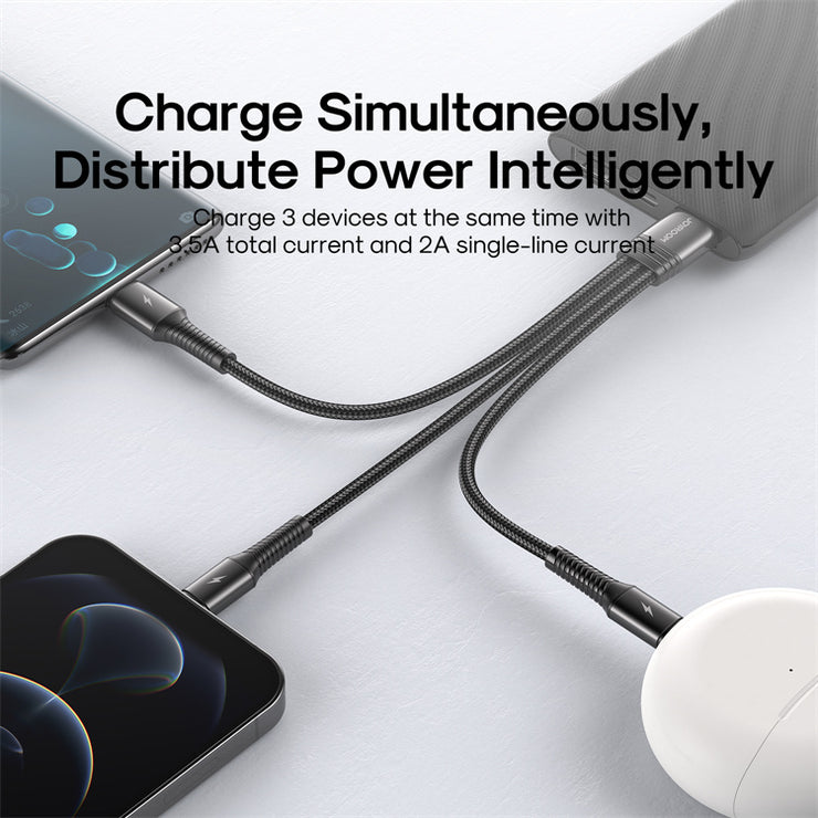 S-01530G11 3 in 1 charging cable 0.15m-Lightning++TypeC+TypeC