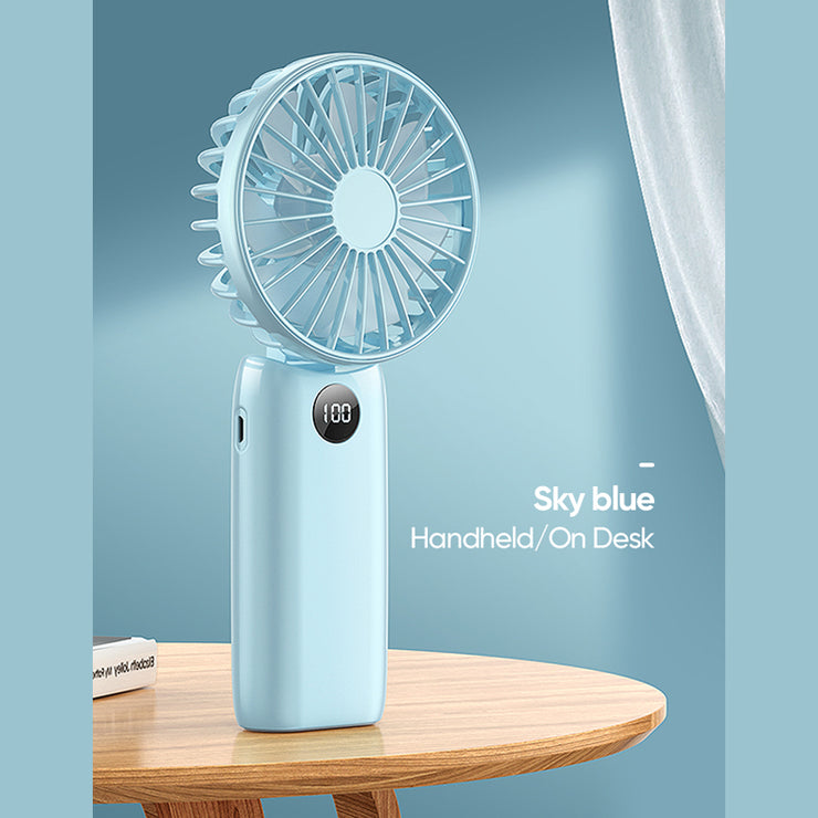 JR-CY451 Plain maple folding handheld fan (digital display)