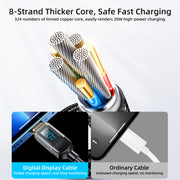S-CL020A4 20W Digital Display Fast Charging Data Cable 1.2m Type c to Lightning Cable