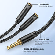 SY-A04 Headphone male to 2-female Y-splitter audio cable 0.2m-black