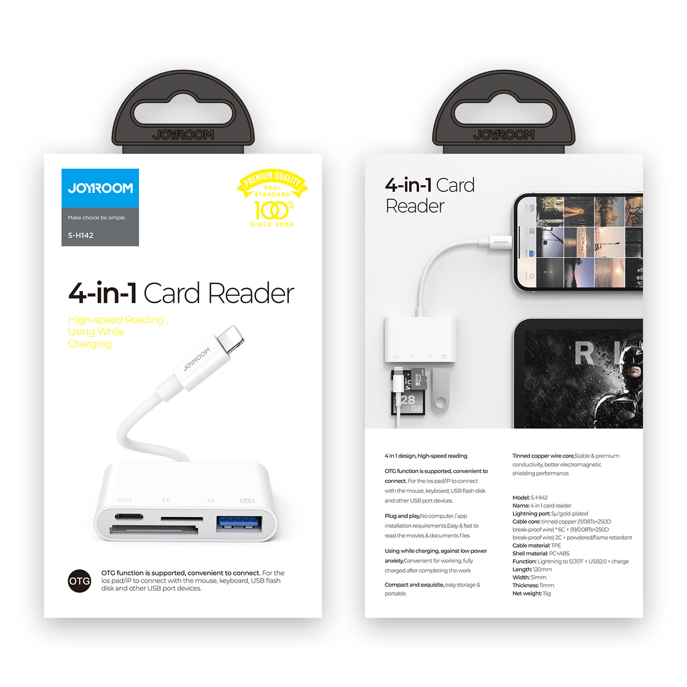 S-H142 Lightning to USB  OTG card reader 12cm